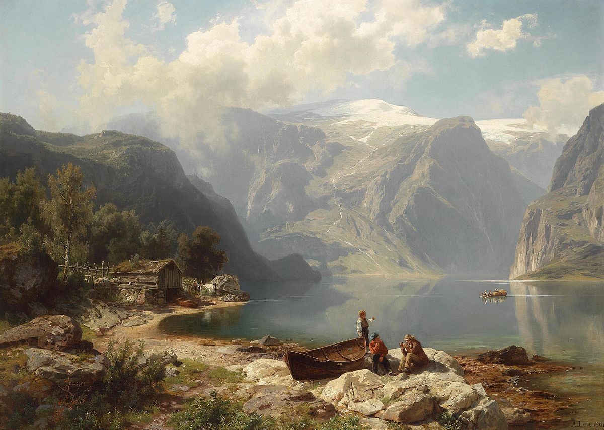 ‘A Sunny day on a Norwegian Fjord’ by August Wilhelm Leu (1862)