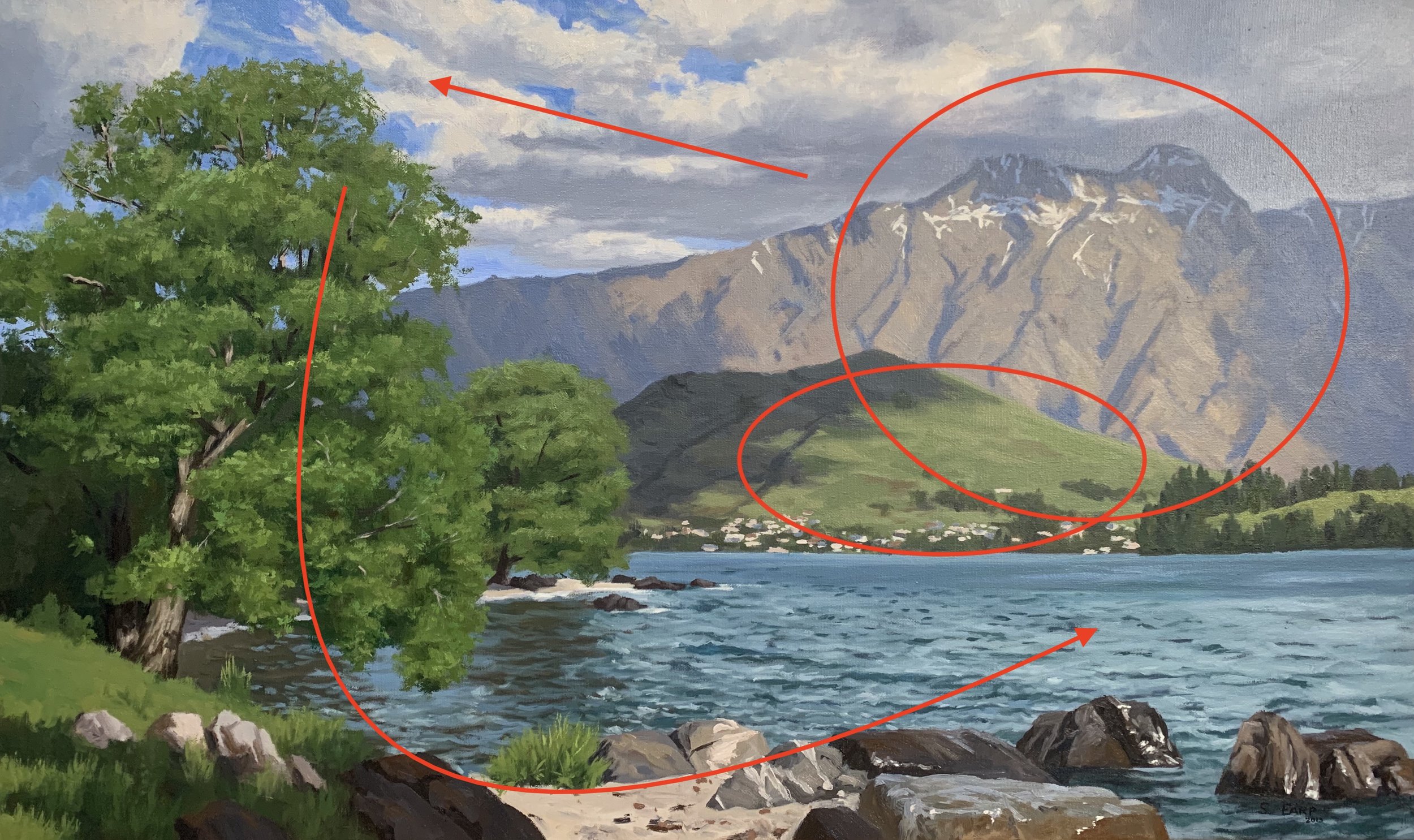 Lake Wakatipu New Zealand - Samuel Earp landscape artist - composition 3.jpg