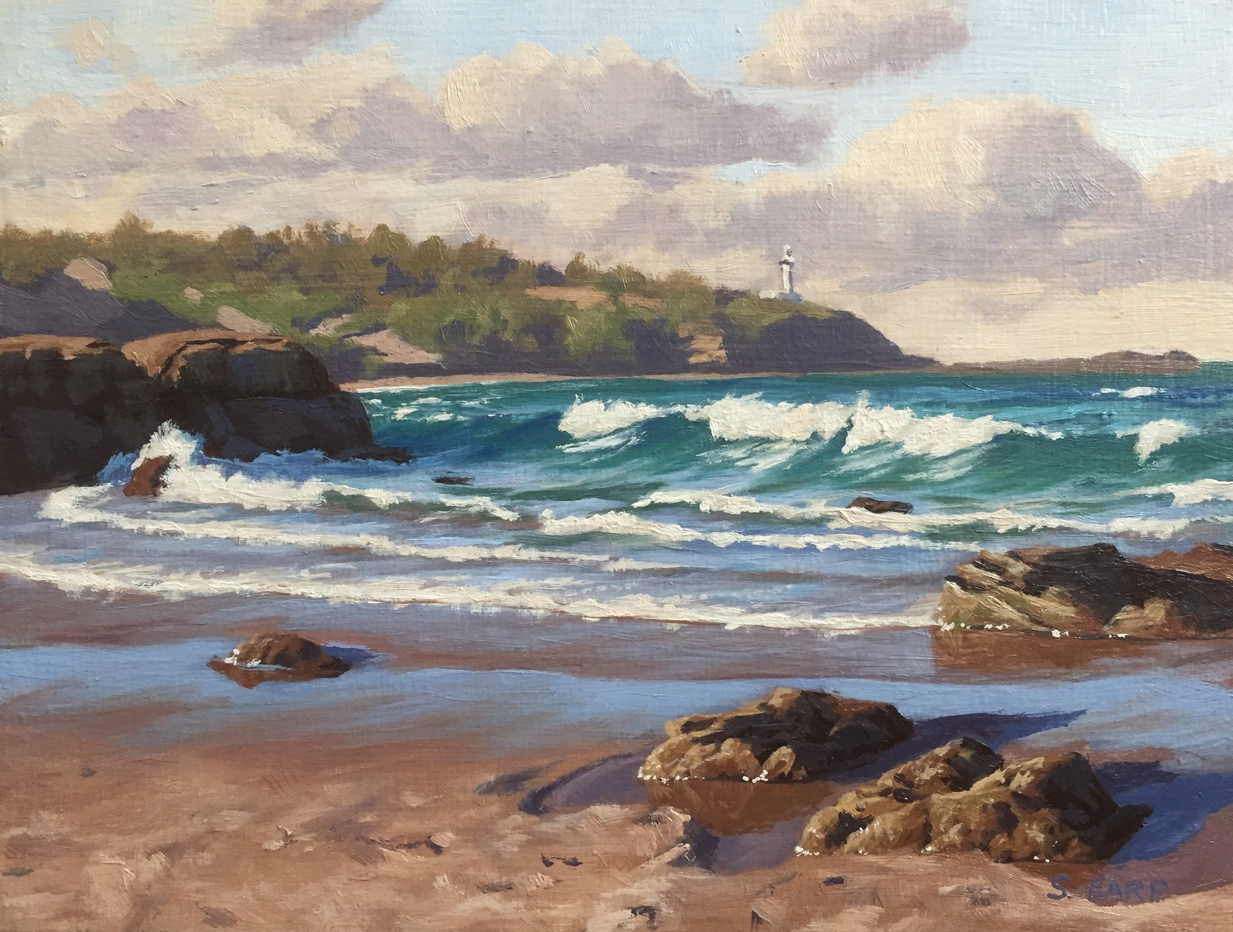 Norah Head, Australia, 7.5" x 10", oil on wooden panel.