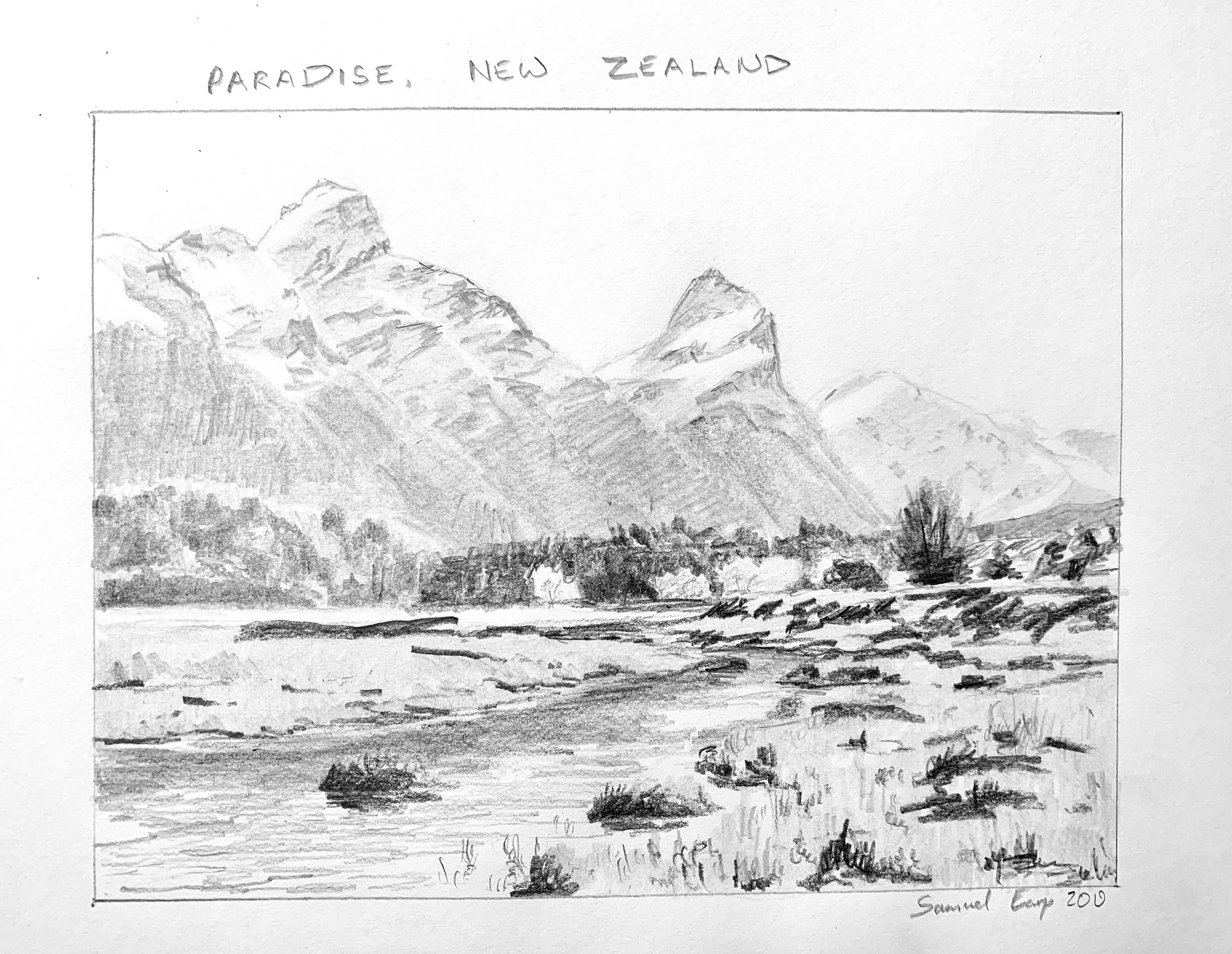 Paradise New Zealand - pencil drawing - Samuel Earp Artist.jpeg