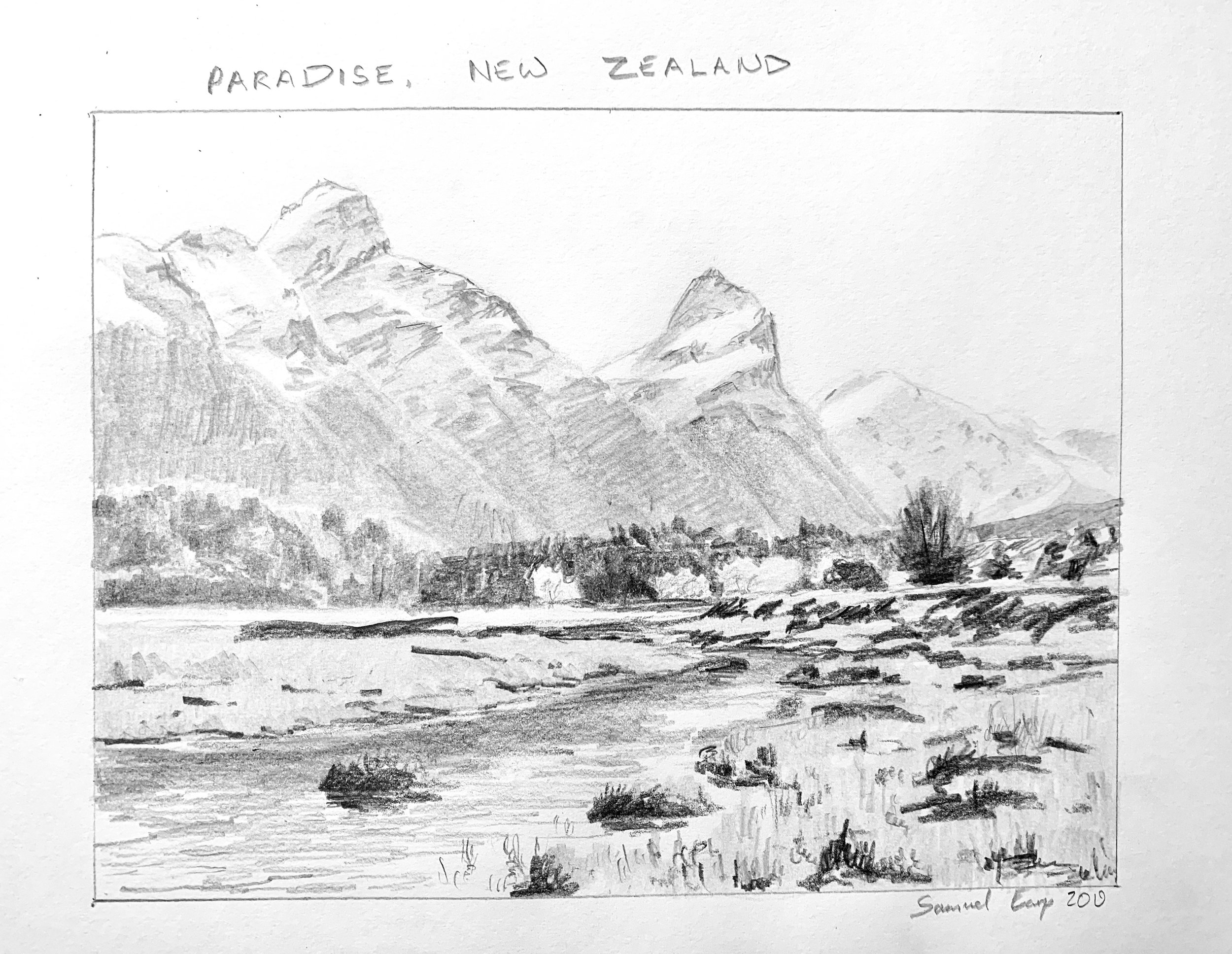 Paradise New Zealand - pencil drawing - Samuel Earp Artist.jpeg