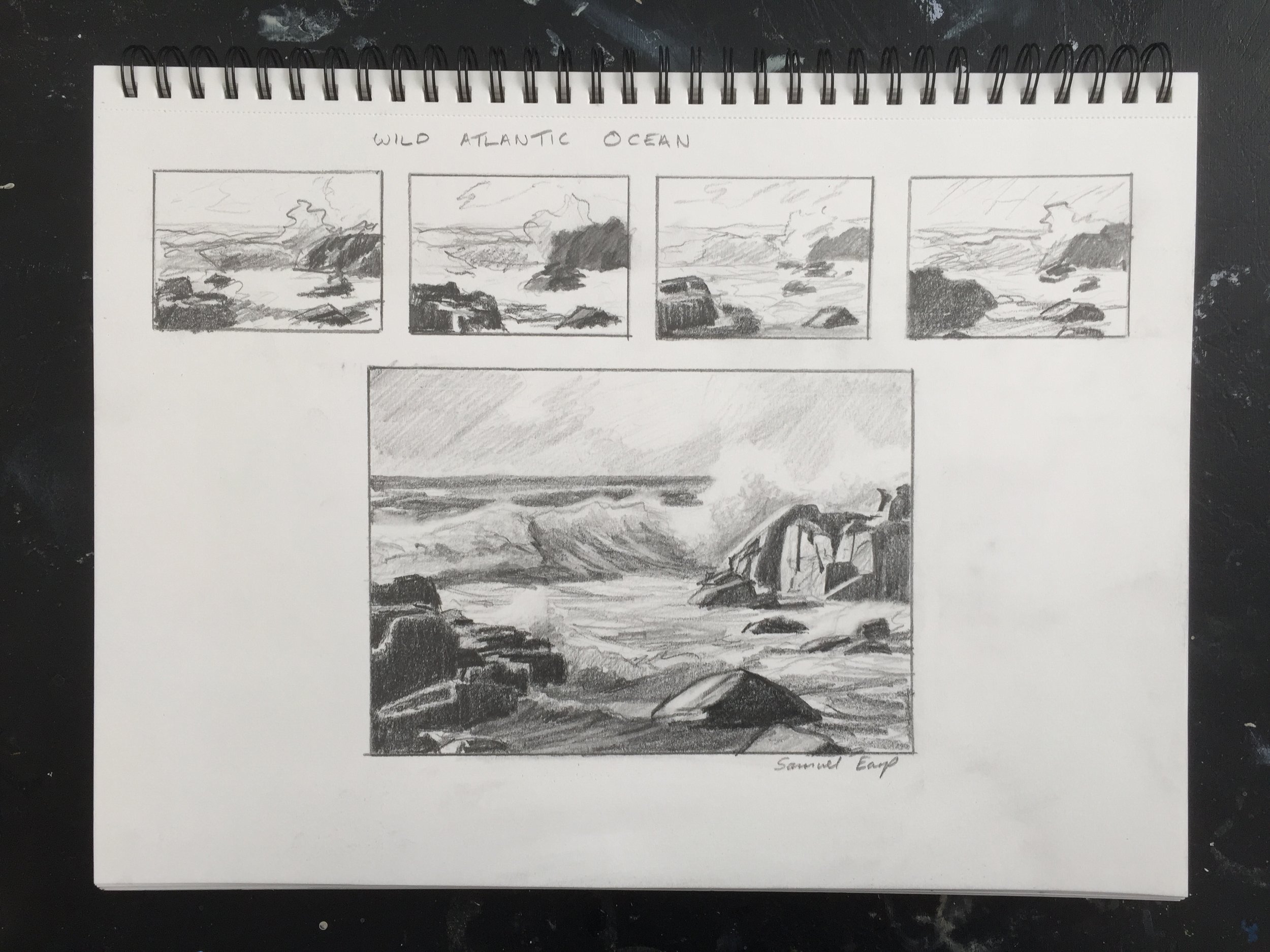 Wild Atlantic Ocean - pencil sketch - Samuel Earp.JPG